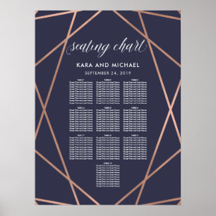 Dark Blue Modern Diamond Wedding Seating Chart