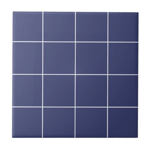 Dark Blue Modern Geometric Grid Simple Retro Ceramic Tile