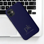 Dark Blue Modern Minimalist Simple Monogram iPhone 11 Case<br><div class="desc">Dark Blue Modern Minimalist Simple Monogram iPhone 11 Case</div>