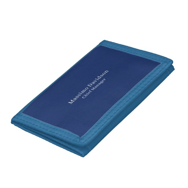 Dark Blue Modern Minimalist Simple Serif Font Trifold Wallet (Bottom)