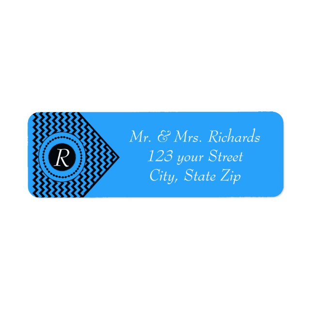 Dark Blue Monogrammed Chevron Label (Front)