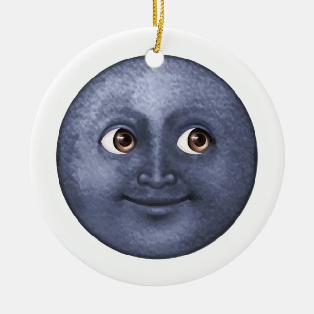 Dark Blue Moon - Emoji Ceramic Ornament (Front)