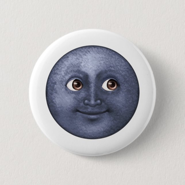 Dark Blue Moon - Emoji Pinback Button (Front)