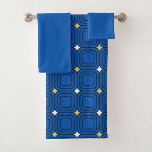 Dark Blue Mosaic Bath Towel Set