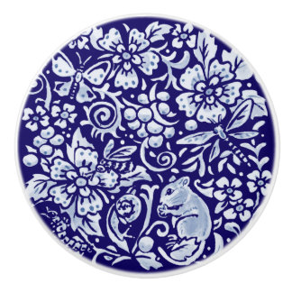 Dark Blue Mouse Insect Bee Woodland Animal Floral Ceramic Knob