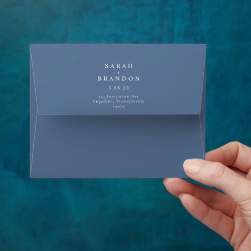 Dark Blue Name Adress Wedding  Envelope