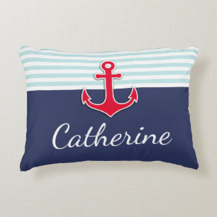 Dark Blue Nautical Design Personalized Decorative Pillow