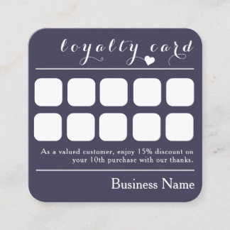 DARK BLUE NAVY 10 PUNCH BUSINESS LOYALTY CARD