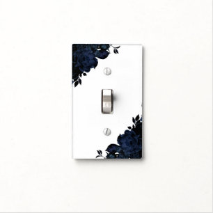 Dark Blue Navy Flowers Floral Gothic Glam Custom Light Switch Cover