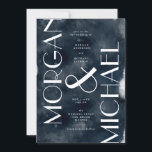 Dark Blue Navy White Modern Gothic Wedding  Invita Invitation<br><div class="desc">Dark Blue Navy White Modern Gothic Wedding Invitation 
Message me if you need any adjustments</div>