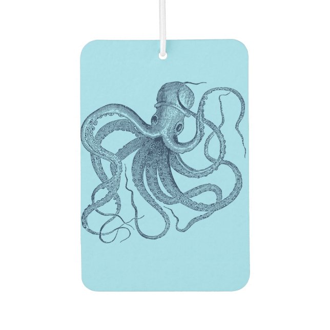 Dark-blue octopus illustration nautical design air freshener (Front)