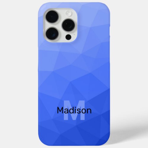 Dark blue ombre geometric mesh pattern Monogram iPhone 15 Pro Max Case
