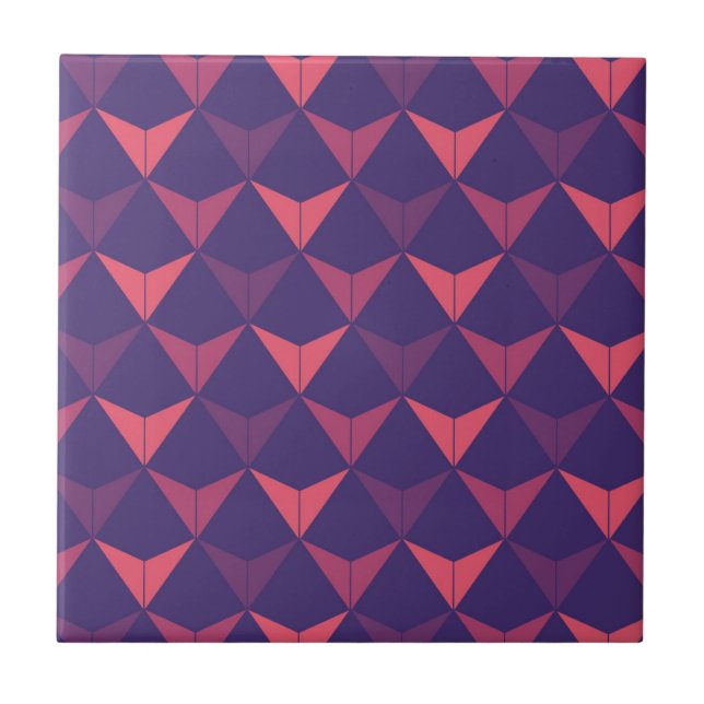 Dark Blue Orange Geometric Triangle Pattern Ceramic Tile (Front)