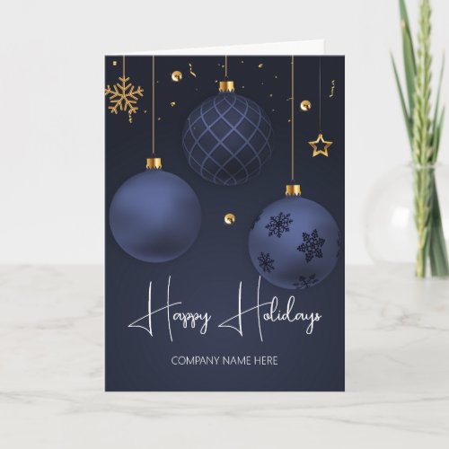 Dark Blue Ornaments Company Holiday Card