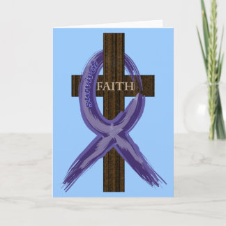 Dark Blue Painted Colon Cancer Ribbon on Cross Card