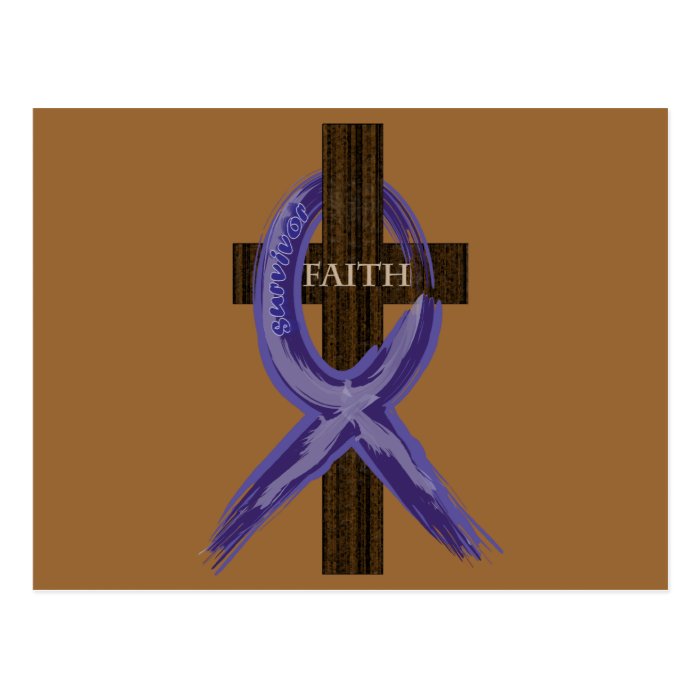 Dark Blue "Painted" Colon Cancer Ribbon Post Card