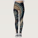 Dark Blue Paisley Pattern Retro Chic Boho Leggings<br><div class="desc">Make a unique statement with these bold paisley patterned leggings.  Dark blue with accents of brown and cream.  These boho style leggings are retro chic and will add just the right touch to your wardrobe.</div>