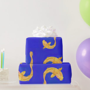 Dark Blue Paper with Orange Koi Fish