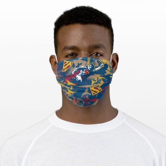 Dark Blue Pattern Adult Cloth Face Mask (Worn)