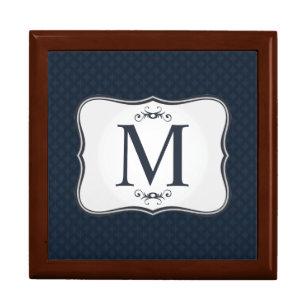 Dark Blue Pattern – Classy Men’s Monogram Jewelry Box