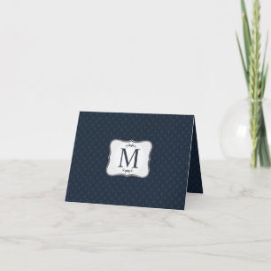 Dark Blue Pattern – Classy Men’s Monogram Note Card