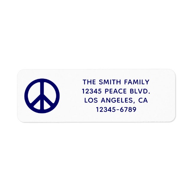 Dark Blue Peace Symbol Label (Front)