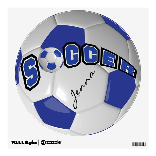 Dark Blue Personalize Soccer Ball Wall Decal (Front)