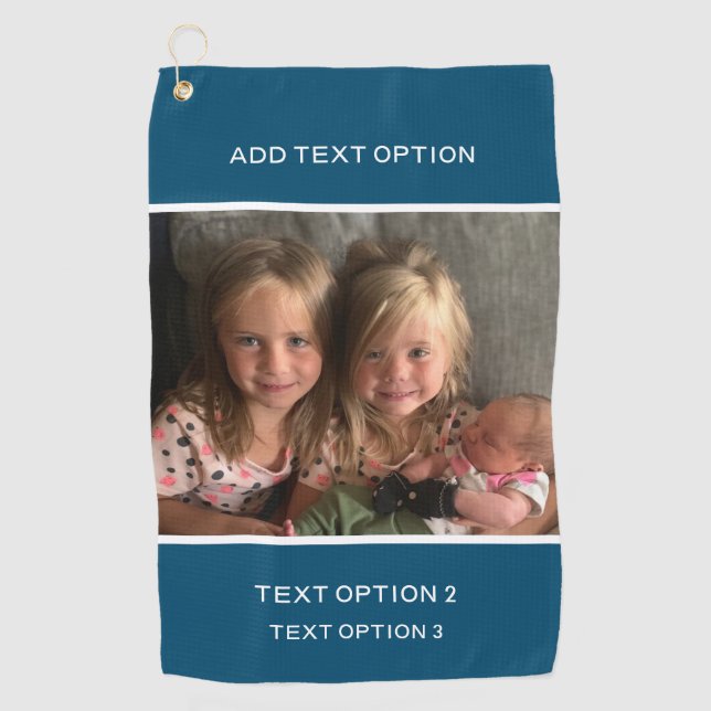 Dark Blue Personalized Custom Photo Golf Towel (Front)