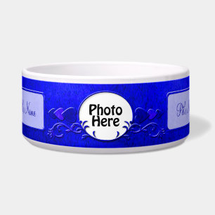 Dark Blue Photo and Name Earthen Fancy Pottery Bowl