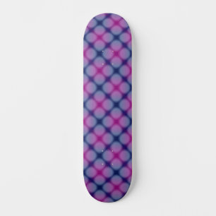 Dark Blue & Pink Checkered Dot Pattern Skateboard