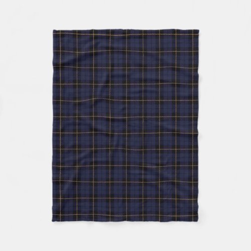 Dark blue plaid blackyellowgold fleece blanket