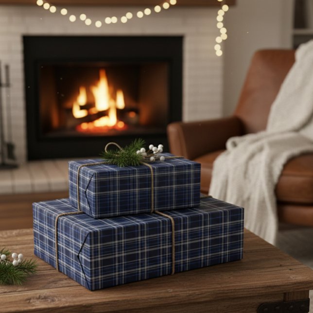 Dark Blue Plaid Tartan Wrapping Paper (Creator Uploaded)