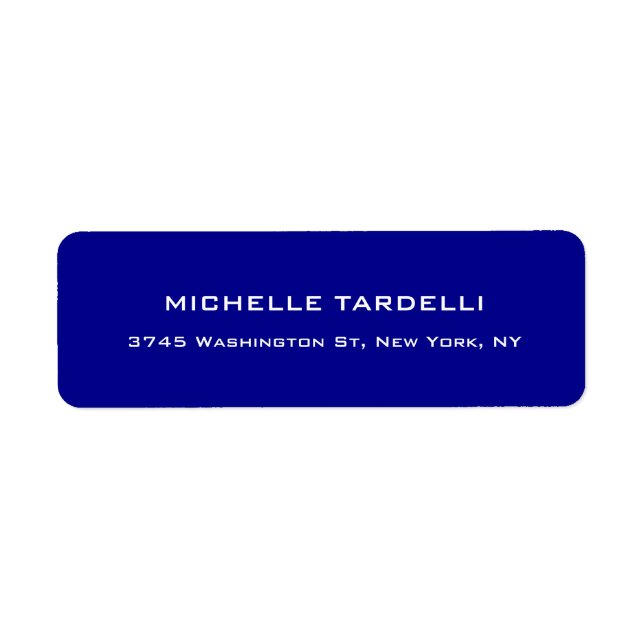 Dark Blue Plain Elegant Modern Trendy Minimalist Label (Front)