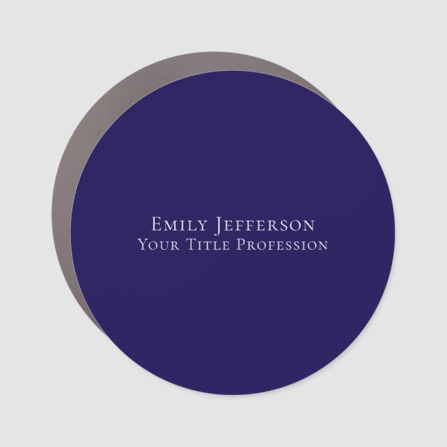 Dark Blue Plain Elegant Professional Modern Car Magnet (Front)