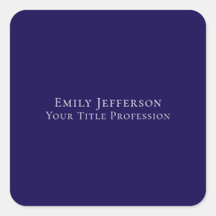 Dark Blue Plain Elegant Professional Modern Square Sticker