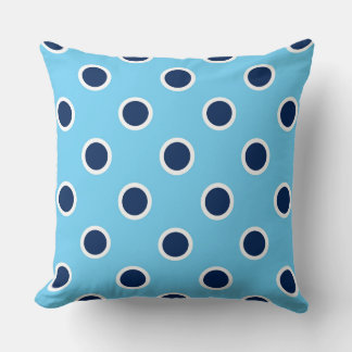Dark Blue Polka Dots on Sky Blue Pillow