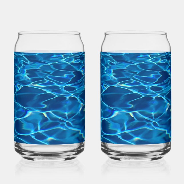 Dark Blue Pool Water  Can Glass (Front)