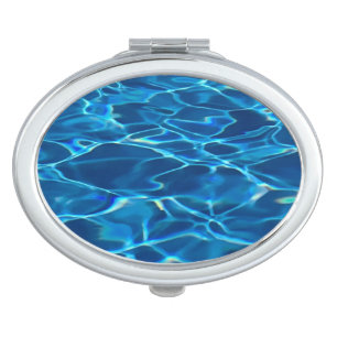 Dark Blue Pool Water Compact Mirror