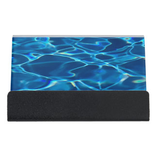 Dark Blue Pool Water  Desk Business Card Holder