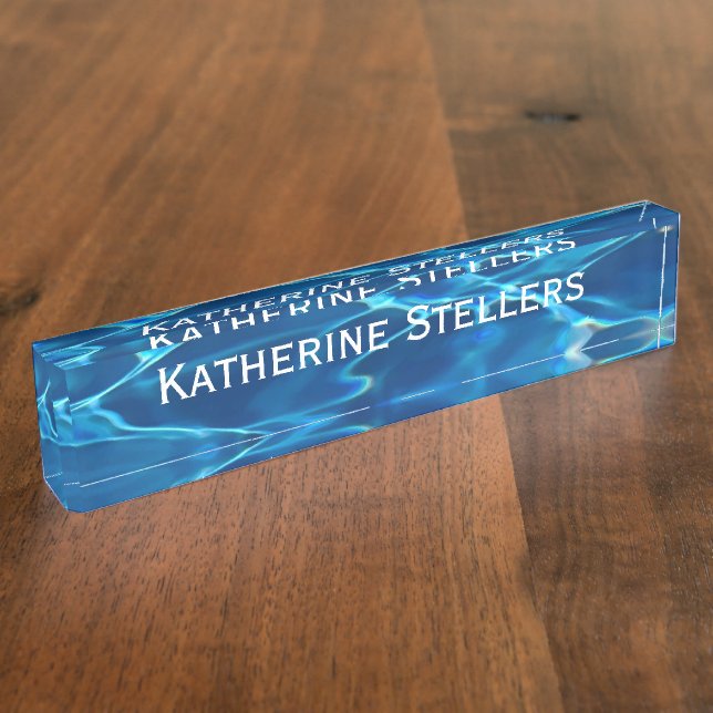 Dark Blue Pool Water  Desk Name Plate (Side)