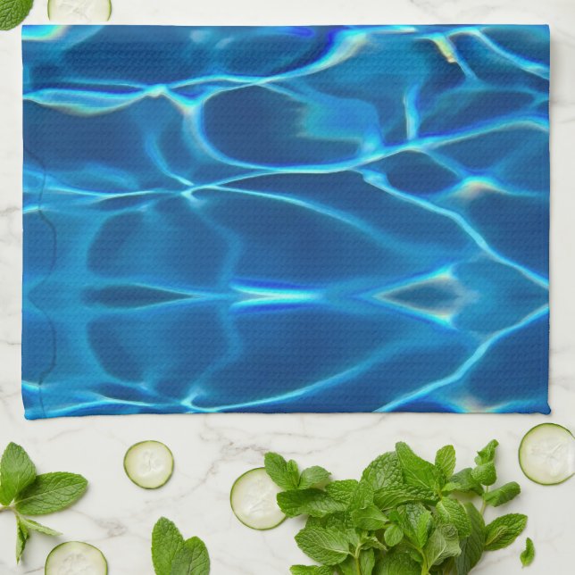 Dark Blue Pool Water  Kitchen Towel (Folded)