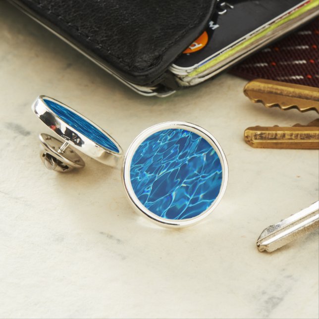 Dark Blue Pool Water  Lapel Pin (In Situ)
