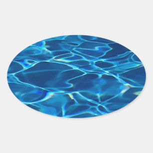 Dark Blue Pool Water  Oval Sticker