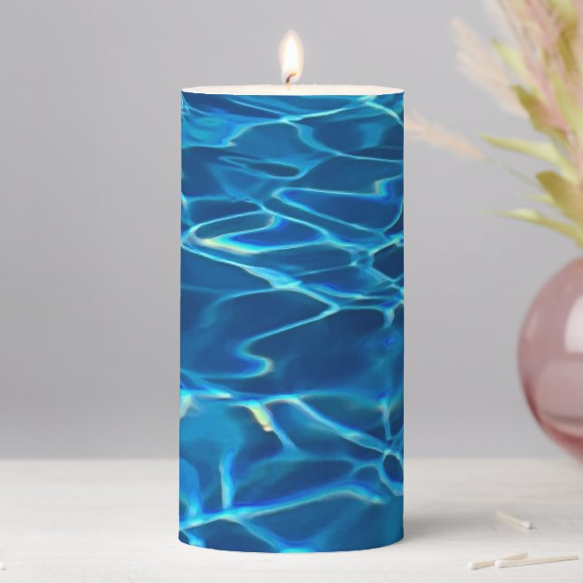 Dark Blue Pool Water  Pillar Candle (In Situ)