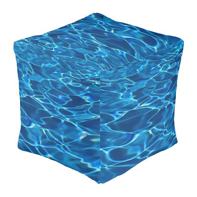 Dark Blue Pool Water  Pouf (Angled Back)