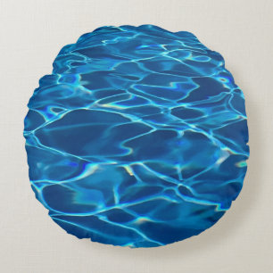 Dark Blue Pool Water  Round Pillow