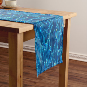 Dark Blue Pool Water Short Table Runner