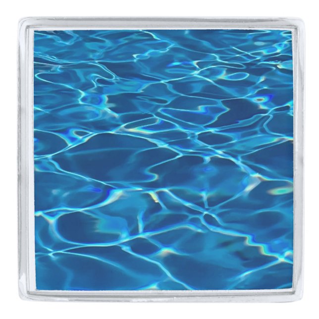 Dark Blue Pool Water  Silver Finish Lapel Pin (Front)