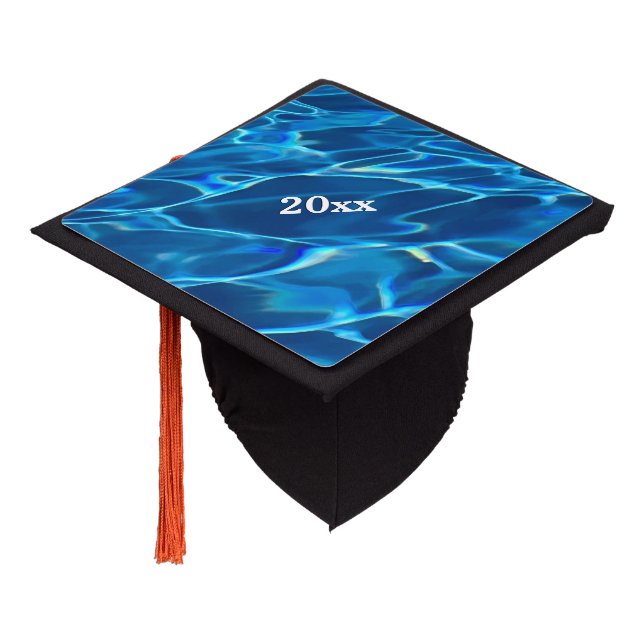 Dark Blue Pool Water Year Graduation Cap Topper (Angled)