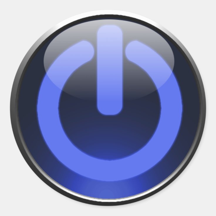 Dark Blue Power Button Sticker Zazzle